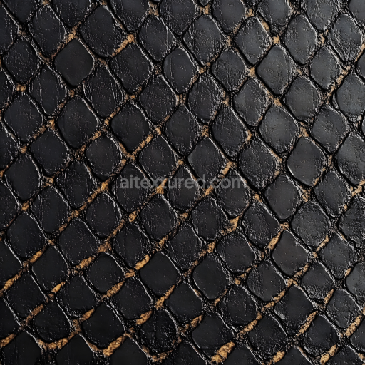 Seamless 3D PBR texture of dark scaly reptilian skin with fine micro creases