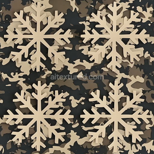Seamless 3D Stylized Snowflake Camouflage PBR Texture with Earthy Tones