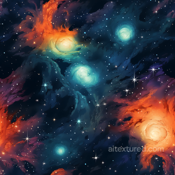 Space PBR Texture Featuring Colorful Nebulae and Bright Starfield Star, space, planets texture preview