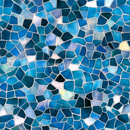 Seamless 3D Mosaic PBR Texture with Irregular Blue Ceramic Tiles texture preview