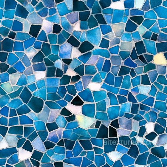 Mosaic PBR Texture with Irregular Blue Ceramic Tiles Mosaic texture preview