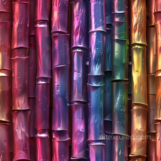 Glossy Colorful Bamboo Stalks Seamless Texture with Dew Drops Glossy texture preview