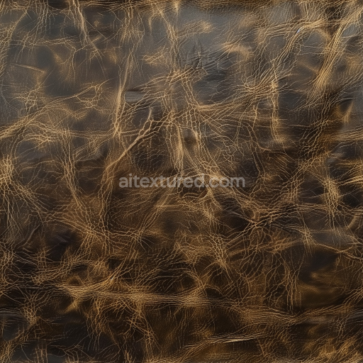 Seamless 3D PBR Texture of Distressed Brown Leather with Deep Wrinkles and Fine Grain