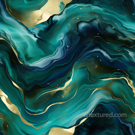 Blue and Green Marble Swirls PBR Texture with Gold Veins Marble texture preview