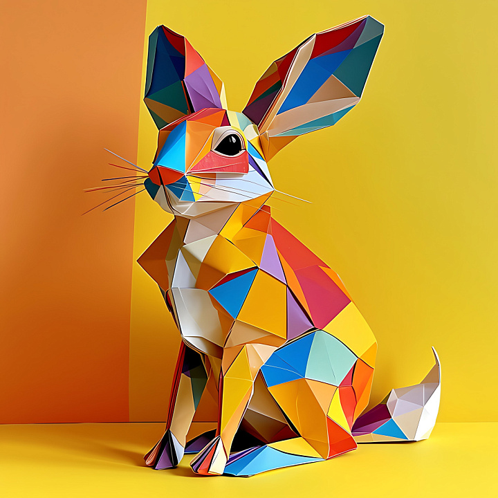 Featuring Colorful Bandicoot Origami Geometric Pattern seamless PBR texture preview