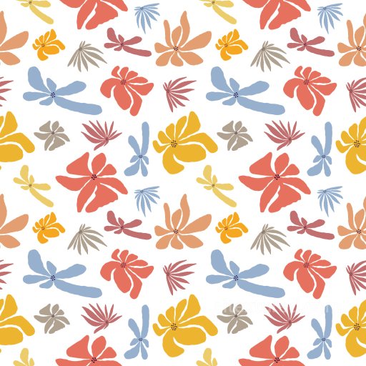 Pattern PBR Texture with Bright Hand-Drawn Floral Motifs seamless Pattern Bundle PBR texture