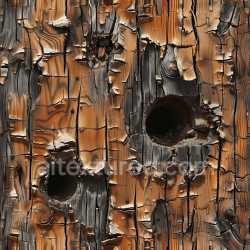 seamless Seamless 3D Cracked and Hole PBR Texture of Burnt Wood with Jagged Edges texture 8k free download PBR