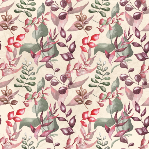 Seamless 3D PBR Floral Fabric Texture Featuring Watercolor Leaves in Soft Tones