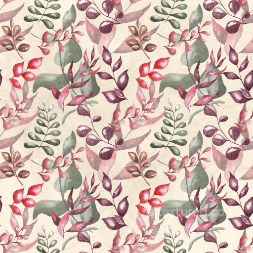 Floral Fabric Texture Featuring Watercolor Leaves in Soft Tones seamless Flower PBR texture