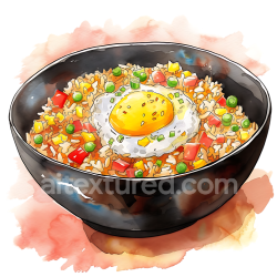 seamless Breakfast Fried Rice with Sunny-Side Egg PNG Illustration texture 8k free download PBR