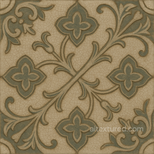 Ceramic Glaze Crackle Mosaic With Medieval Style And Cracked Glaze Finish seamless Mosaic PBR texture