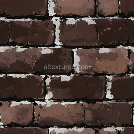 Seamless 3D PBR Texture of Cracked Old Brown Brick Wall with Worn Mortar