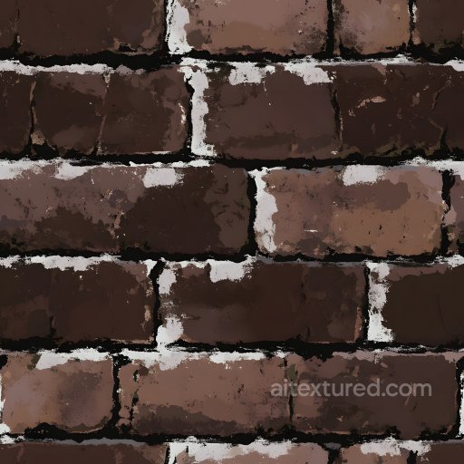 Cracked Old Brown Brick Wall Seamless Texture with Worn Mortar seamless Brick PBR texture