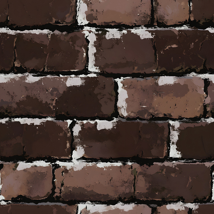 Cracked Old Brown Brick Wall with Worn Mortar seamless PBR texture preview