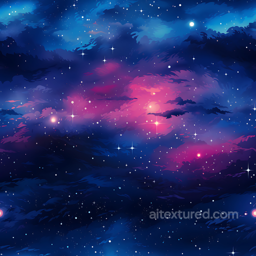 Space PBR Texture Featuring Vibrant Cosmic Nebula and Starfield Glow seamless Star, space, planets PBR texture