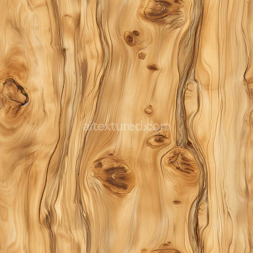Seamless 3D Pine Wood PBR Texture Featuring Natural Knots and Flowing Grain