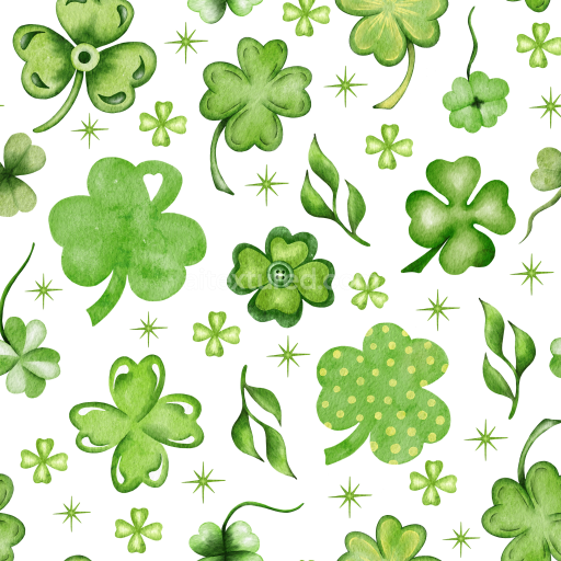 Seamless 3D PBR Texture Featuring Watercolor Shamrock Patterns