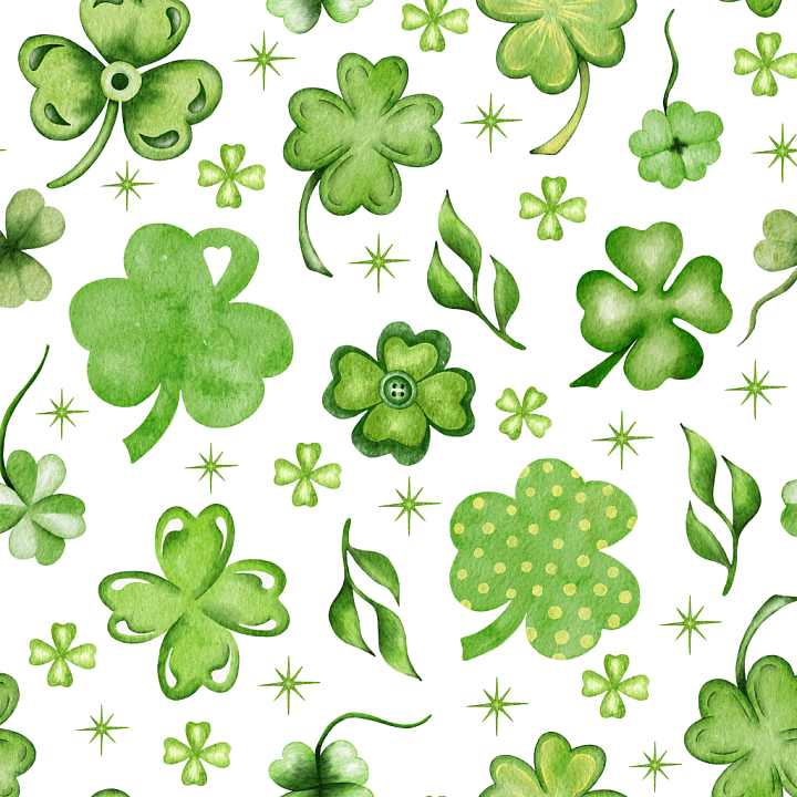 Featuring Watercolor Shamrock Patterns seamless PBR texture preview