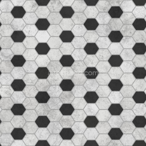 Hexagonal Black and White Tile Texture | Free PBR