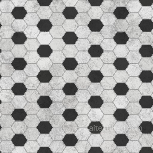 Hexagonal Black and White Tile Texture | Free PBR texture preview
