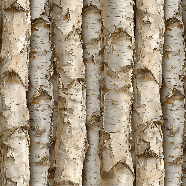 Birch Bark Wood with Peeling, Natural Detail seamless PBR texture preview