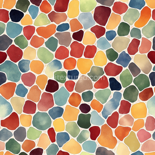 Seamless 3D Mosaic PBR Texture with Multicolored Irregular Stone Tiles and Soft Matte Fin… texture preview