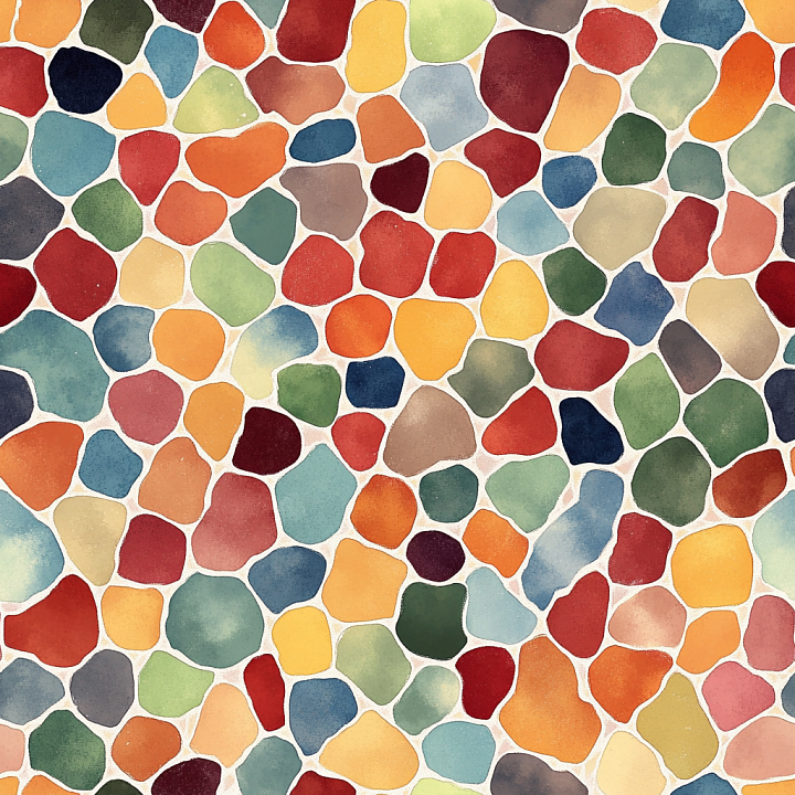 Mosaic with Multicolored Irregular Stone Tiles and Soft Matte Finish seamless PBR texture preview