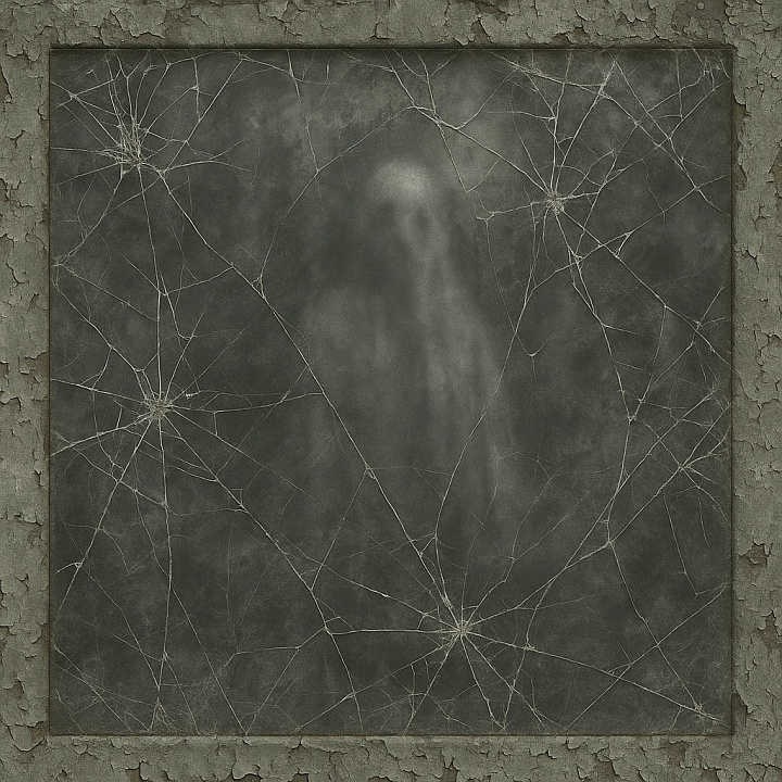 Haunted Mirror With Cobweb Cracks And Spooky Shadows seamless PBR texture preview