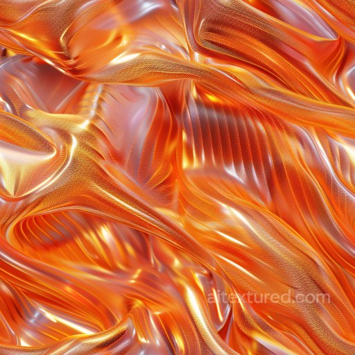 Seamless 3D PBR Texture of Orange Glossy Rippled Fabric with Micro-Texture texture preview