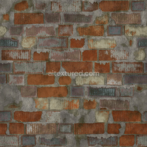Brick Seamless Pbr Texture Tileable Weathered Rustic Gritty Coarse Colorful