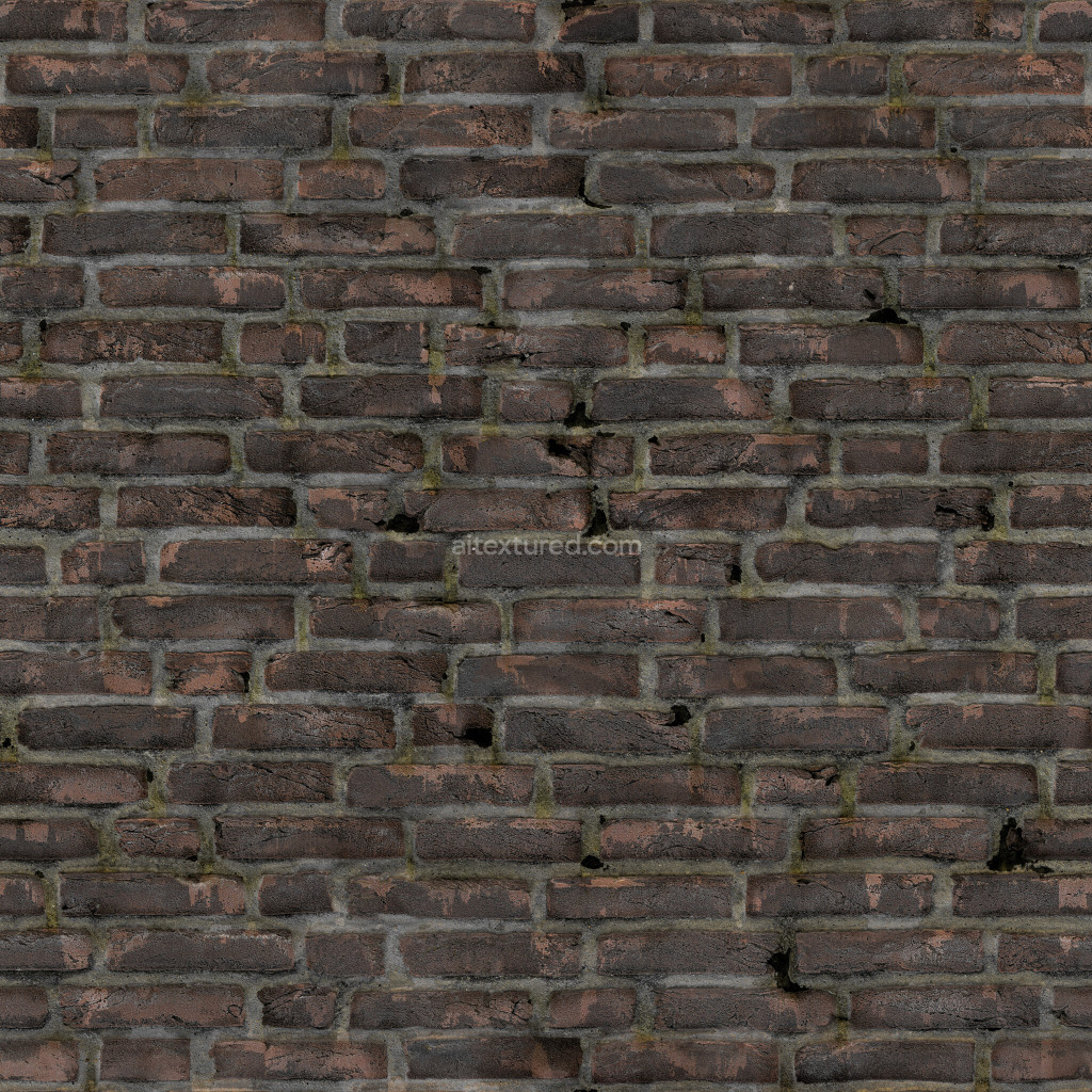 Seamless PBR brick texture with weathered appearance