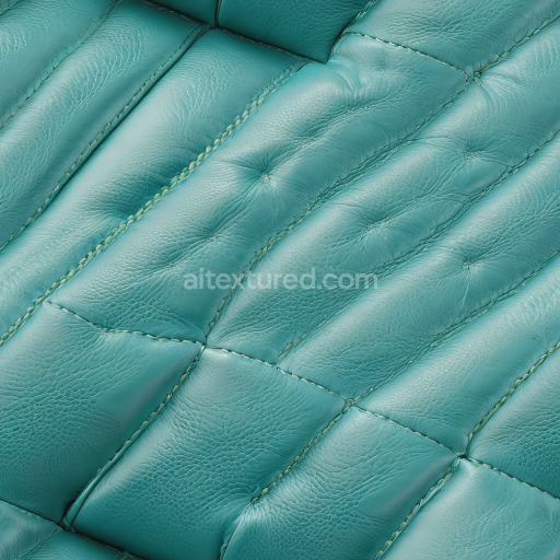 Seamless 3D PBR Turquoise Quilted Leather Texture with Padded Stitching and Fine Grain