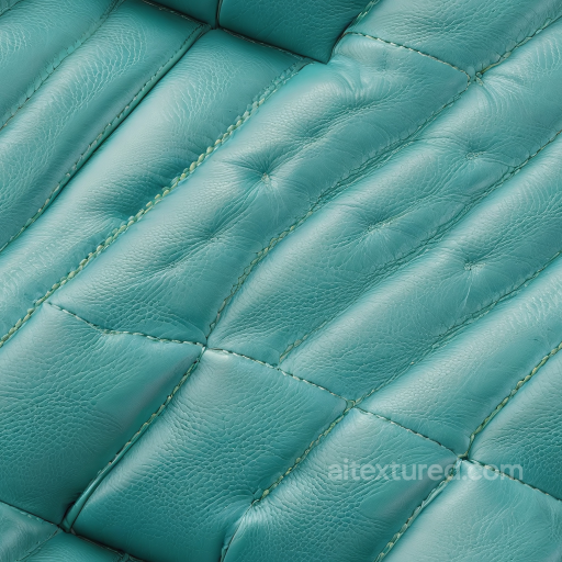 Turquoise Quilted Leather Texture with Padded Stitching and Fine Grain seamless Leather PBR texture