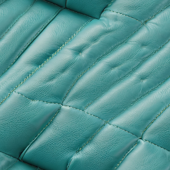 Turquoise Quilted Leather with Padded Stitching and Fine Grain seamless PBR texture preview