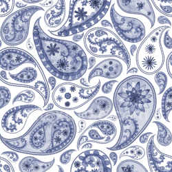 seamless Seamless 3D PBR Retro Paisley Fabric Texture in Blue and White Pattern texture 8k free download PBR