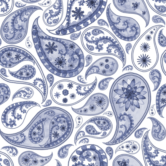 Retro Paisley Fabric Texture in Blue and White Pattern Retro Paisley texture preview