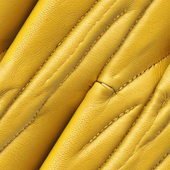 Yellow Pebbled Leather with Detailed Stitching and Soft Wrinkles seamless PBR texture preview