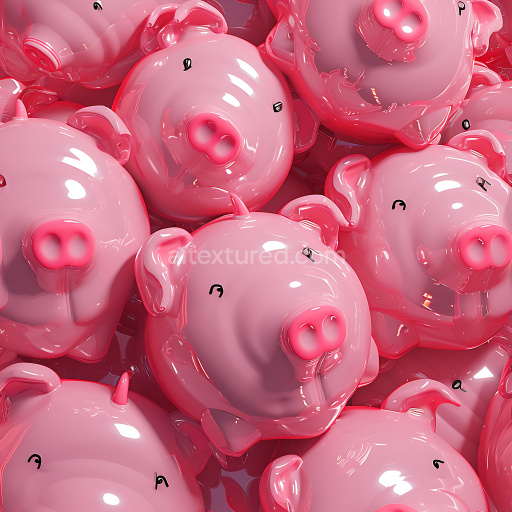 Seamless 3D Inflated Glossy Pink Vinyl Pig Face PBR Texture with Cute Expression