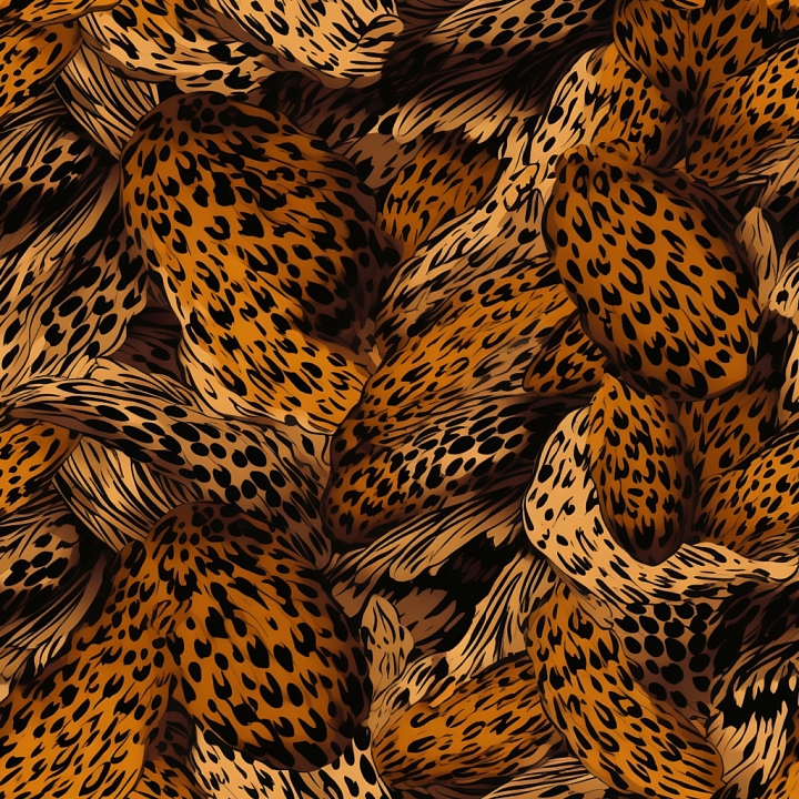 Leopard Print Fabric with Rich Orange and Black Pattern seamless PBR texture preview