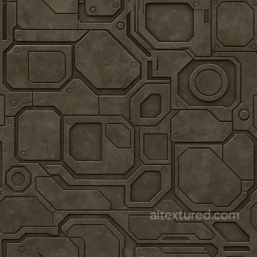 Aged Futuristic Panel Seamless Texture seamless Sci-fi PBR texture