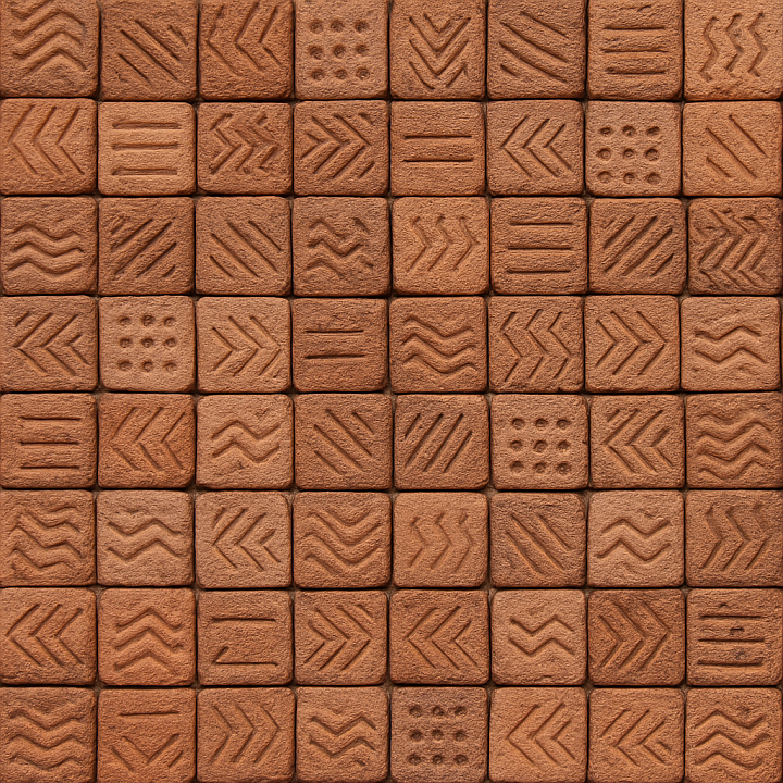 Patterned Clay Brick seamless PBR texture preview