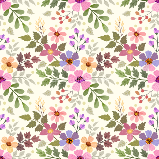 Seamless 3D PBR Floral Pattern Texture in Soft Pastels with Leafy Motifs