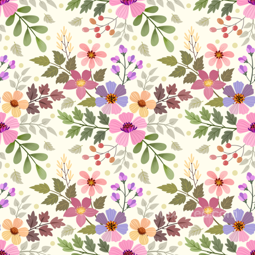 Floral Pattern Texture in Soft Pastels with Leafy Motifs seamless Floral  PBR texture