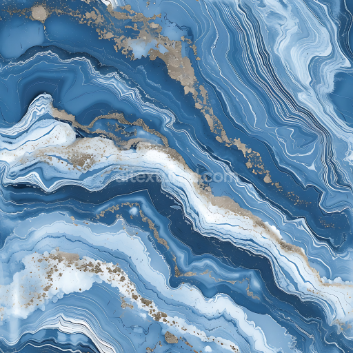 Seamless 3D Blue Celeste Marble PBR Texture with Gold Veining and Layered Waves