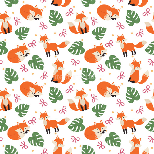 Pattern Bundle - Seamless 3D Pattern PBR Texture with Playful Foxes and Monstera Leaves texture preview