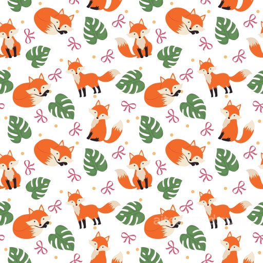 Pattern PBR Texture with Playful Foxes and Monstera Leaves seamless Pattern Bundle PBR texture