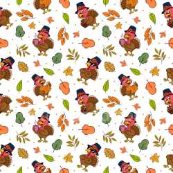 Pattern Bundle - Seamless 3D Pattern PBR Texture of Cartoon Turkeys and Autumn Leaves texture preview