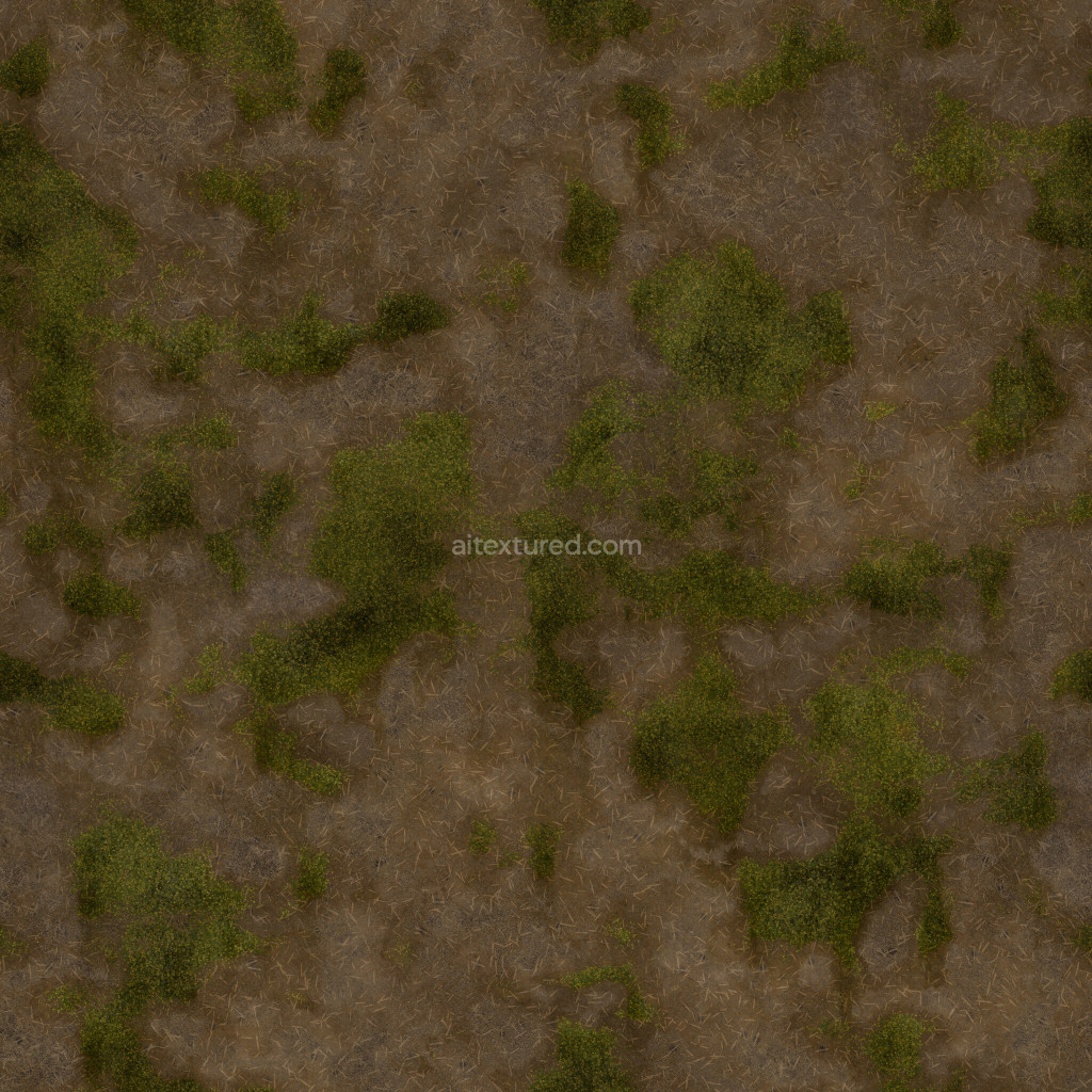 Seamless PBR ground texture with grass and dirt