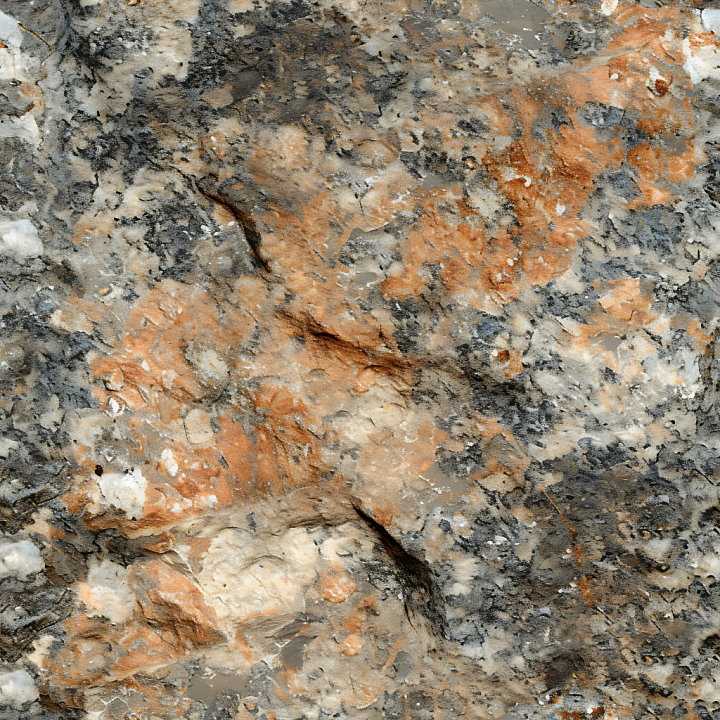 Granite Rock with Orange and Gray Natural Patterns seamless PBR texture preview