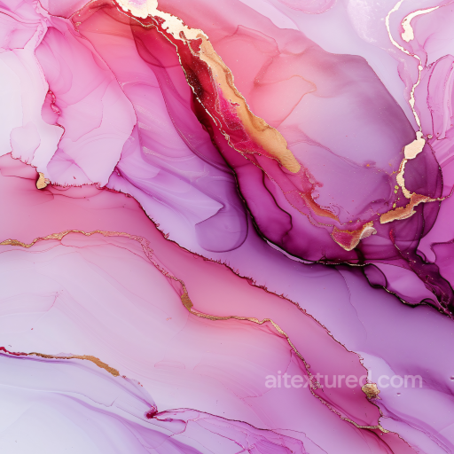 alcohol ink PBR texture with pink, purple & gold fluid waves seamless Alcohol ink PBR texture